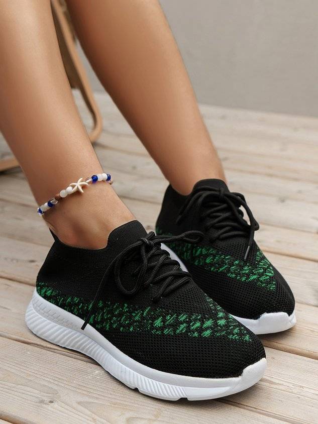 Breathable Color Block Slip On Sports Flyknit Sneakers