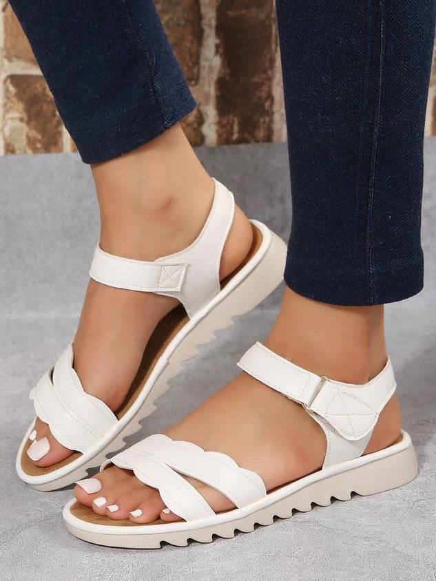 White Breathable Casual Velcro Sandals