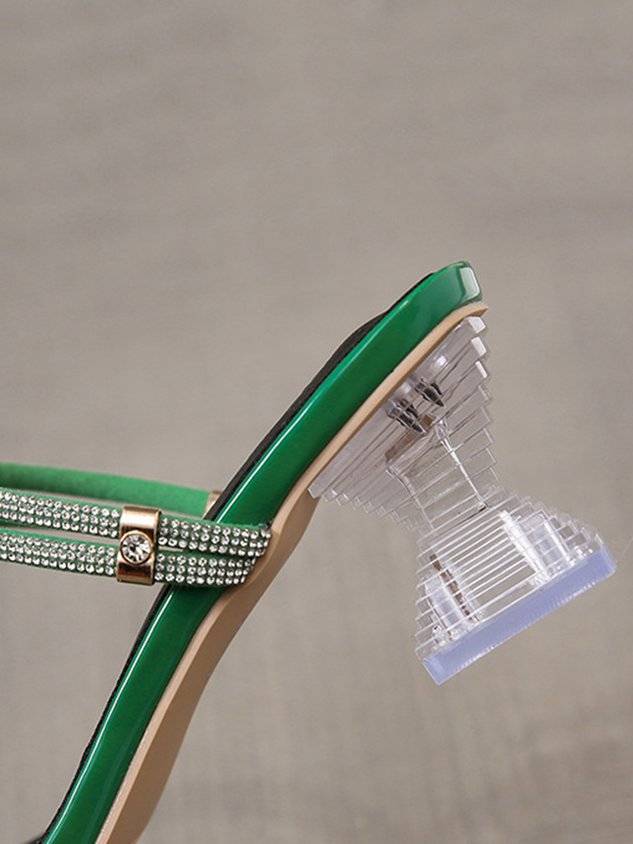 Women's Fashion Rhinestone Spool Heel Strappy Sandals