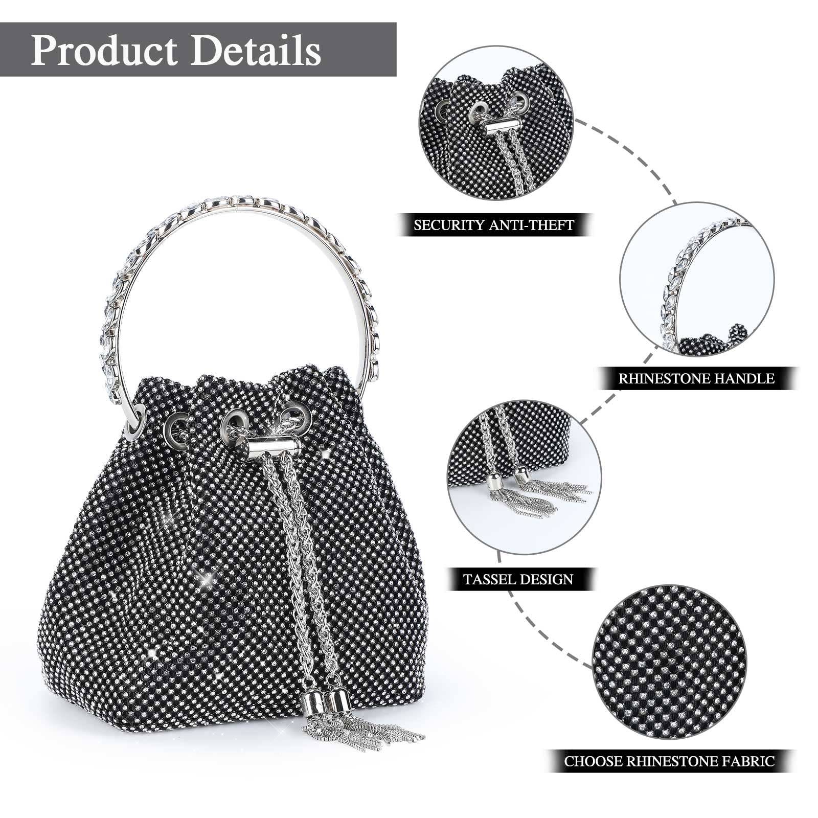 Women Evening Clutch Bags Sparkly Diamond Glitter Bag Elegant Crystal Wedding Purse Rhinestone Party Bridal Handbag