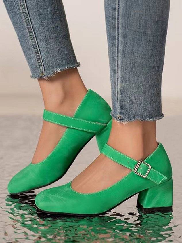 Women's Simple Style Chunky Heel Mary Jane