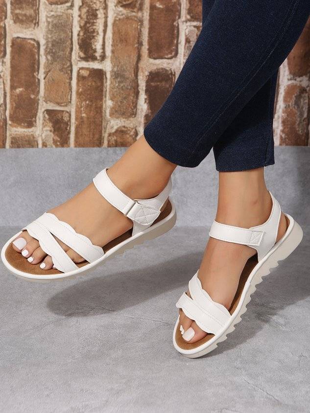 White Breathable Casual Velcro Sandals