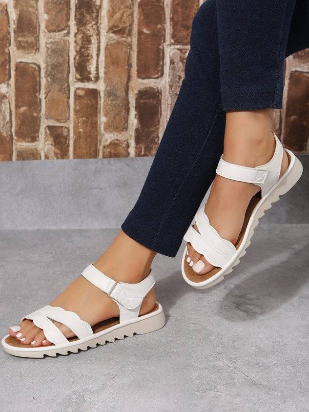 White Breathable Casual Velcro Sandals