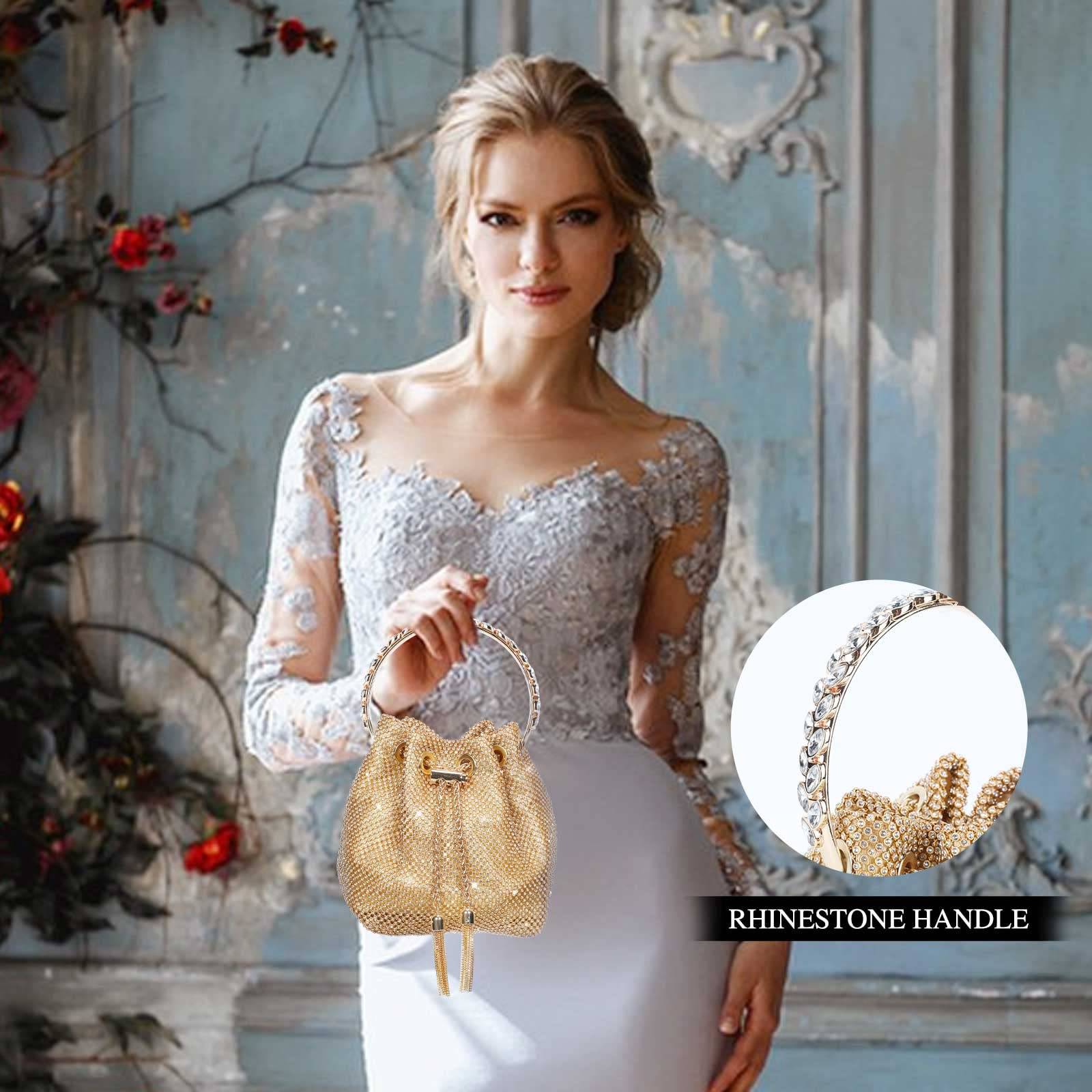 Women Evening Clutch Bags Sparkly Diamond Glitter Bag Elegant Crystal Wedding Purse Rhinestone Party Bridal Handbag