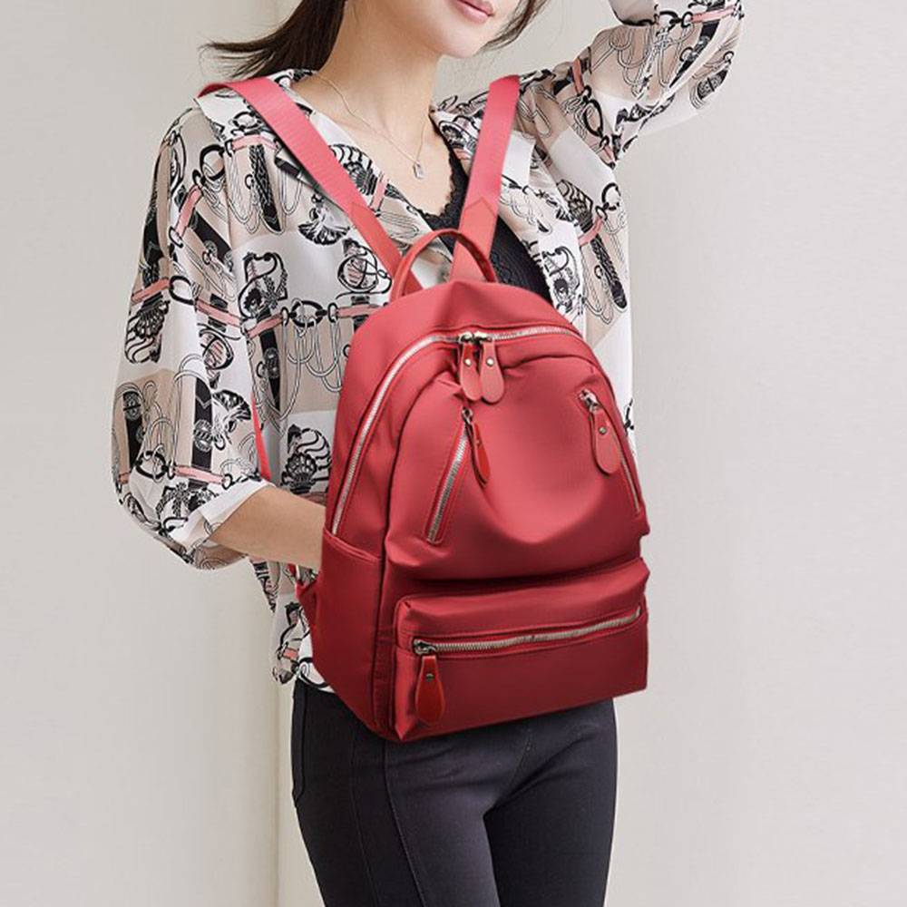 Plain Oxford Belt-Decorated Backpacks