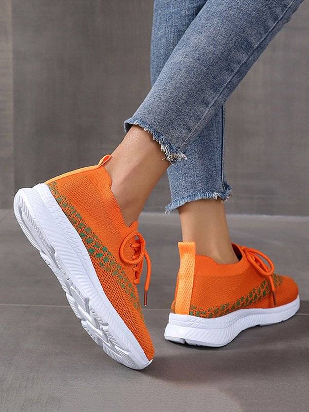 Breathable Color Block Slip On Sports Flyknit Sneakers