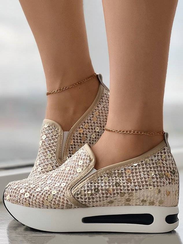 Women's Sequin Mesh Slip On Muffin Sneakers