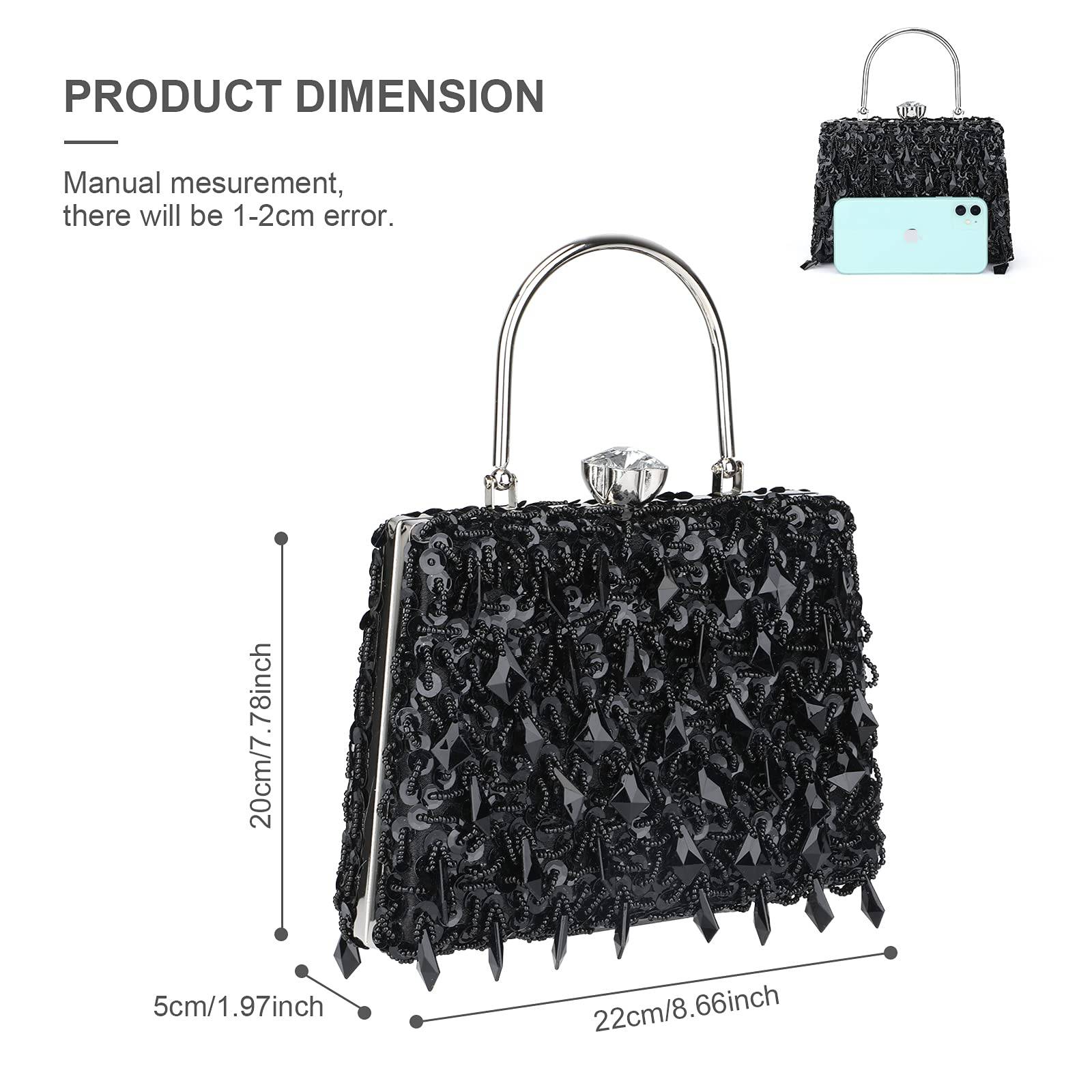 Women Wedding Clutch Rhinestone Bling Sequin Evening Bags Vintage Crystal Beaded Cocktail Party Party Purse